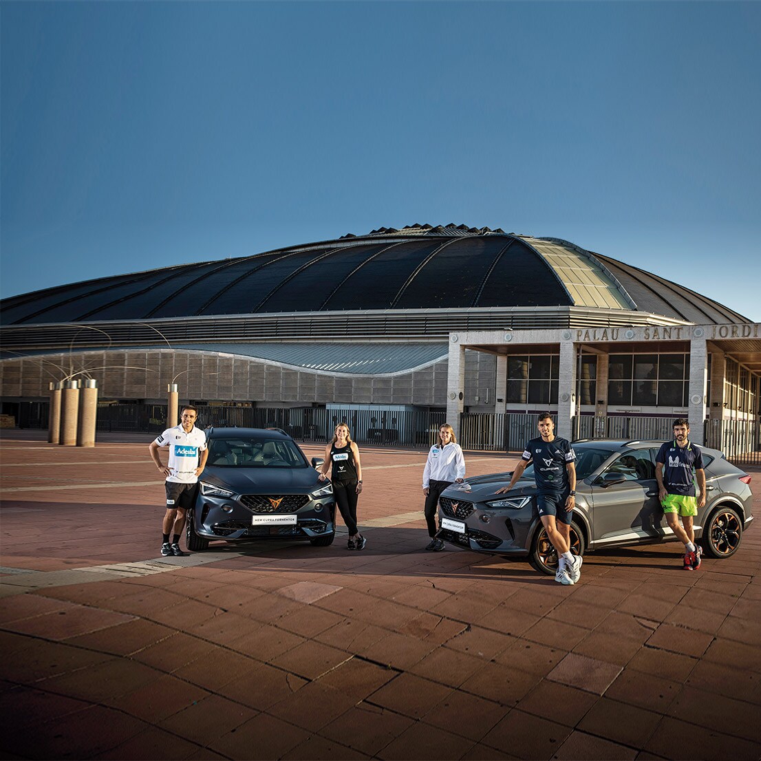 The CUPRA Tribe ambassadors at the Palau de Sant Jordi with 2 CUPRA Formentor 